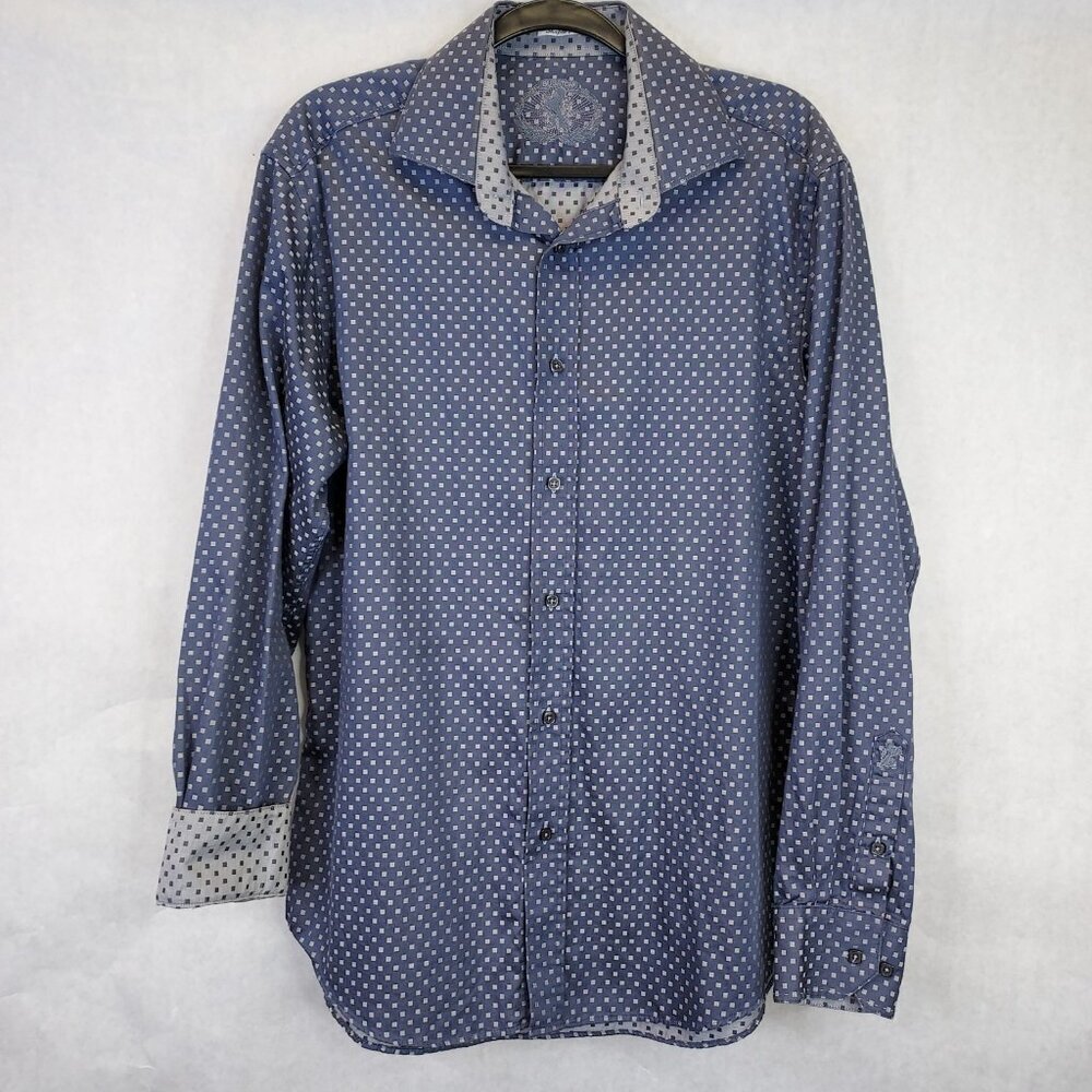 Bugatchi Button-Up Shirt Men S Shaped-Fit Long Sleeve Geometric Flip Cuff Cotton